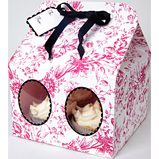MM Caixa Grande Rosa Toile para Cupcakes